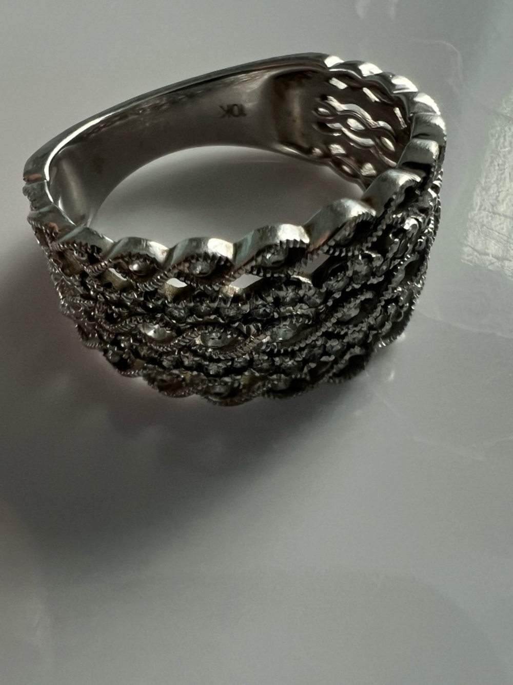 10K Diamond Band Ring, Size 7